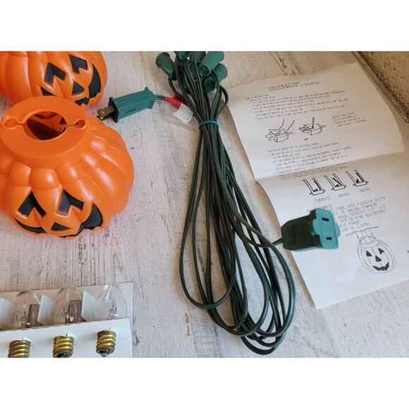 Lillian Vernon outdoor pumpkin light set Halloween Jack O'Lantern decor vintage - Picture 7 of 10